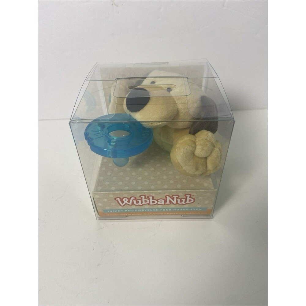 Wubbanub Infant Silicone Blue Pacifier Brown Puppy Plush BPA Latex Free New NIB